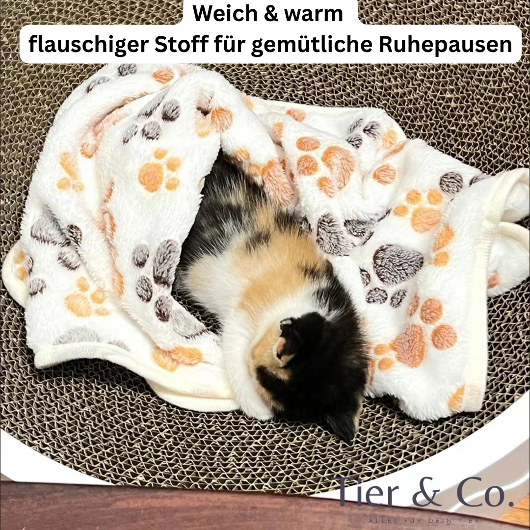 Warme Fleecedecke mit süßen 🐾 Pfotenabdrücken 🐾 waschbar & schnelltrocknend