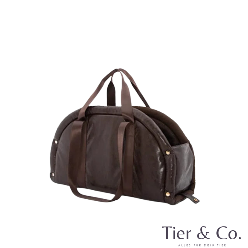 Hochwertige Haustiertasche aus Leder mit verdicktem Kaninchenfellfutter