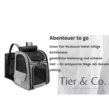 Tier-Rucksack mit Sichtfenster - luftig und weich gepolstert für mehr Komfort unterwegs