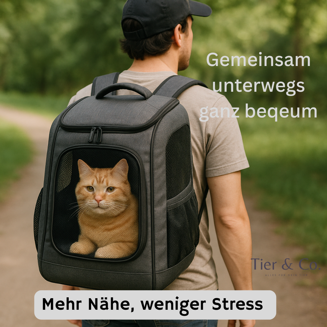Tier-Rucksack mit Sichtfenster - luftig und weich gepolstert für mehr Komfort unterwegs