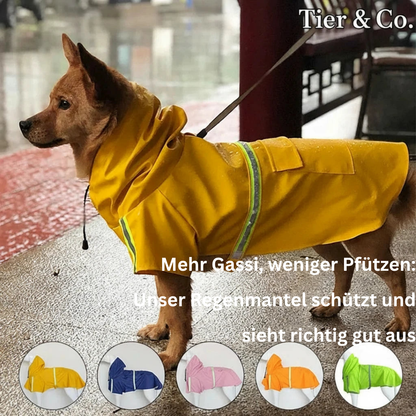 Regenmantel mit Kapuze für große Hunde und Welpen - Wasserdicht + Reflektierend + Winddicht.