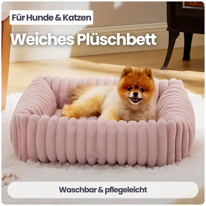 Haustierbett für Hunde & Katzen – Weiches Plüschbett mit waschbarem Bezug