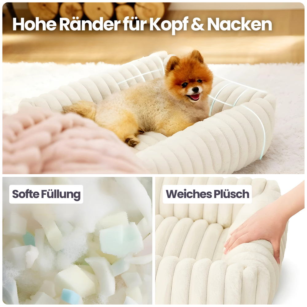 Haustierbett für Hunde & Katzen – Weiches Plüschbett mit waschbarem Bezug