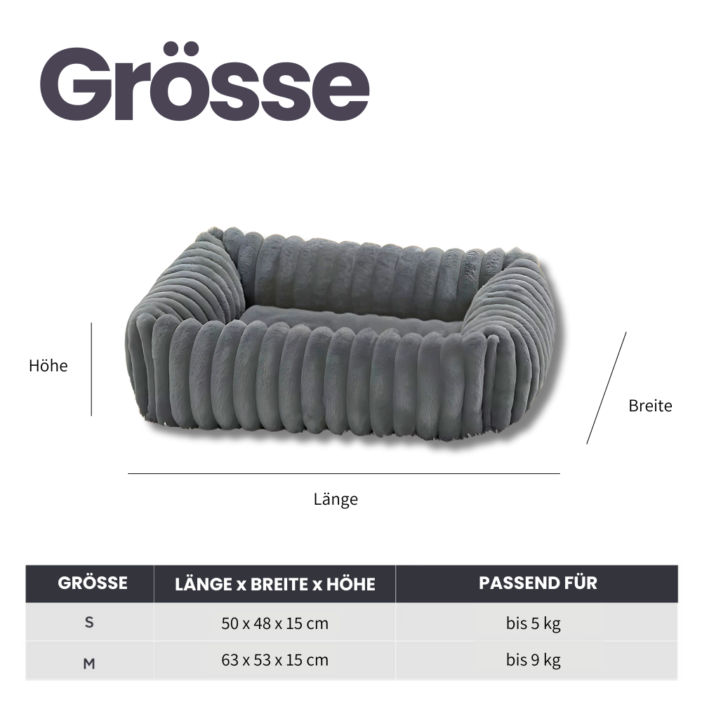 Haustierbett für Hunde & Katzen – Weiches Plüschbett mit waschbarem Bezug