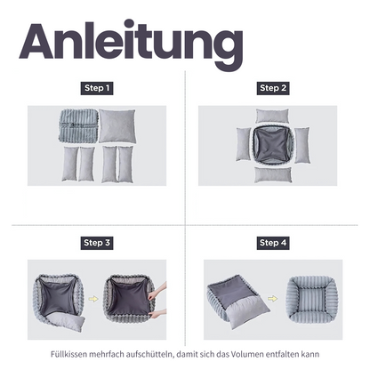 Haustierbett für Hunde & Katzen – Weiches Plüschbett mit waschbarem Bezug