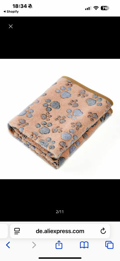 Warme Fleecedecke mit süßen 🐾 Pfotenabdrücken 🐾 waschbar & schnelltrocknend