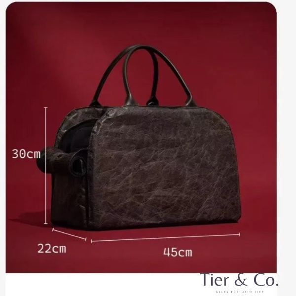 Premium Ledertasche für kleine- bis mittlere Hunde & Katzen - Flexibel unterwegs- auch als Autositz nutzbar