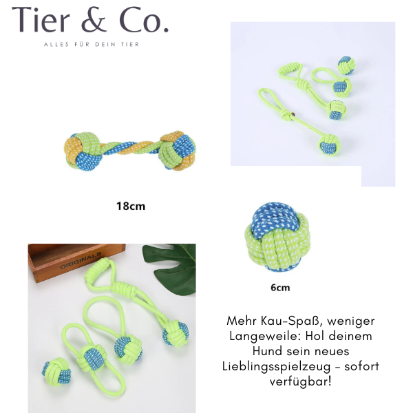 Kauspielzeug - Robuste Baumwollseile mit praktischen Bällen und speziellen Kauteilen