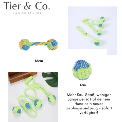 Kauspielzeug - Robuste Baumwollseile mit praktischen Bällen und speziellen Kauteilen