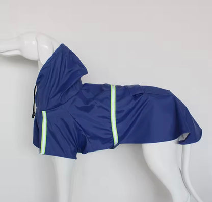 Regenmantel mit Kapuze für große Hunde und Welpen - Wasserdicht + Reflektierend + Winddicht.