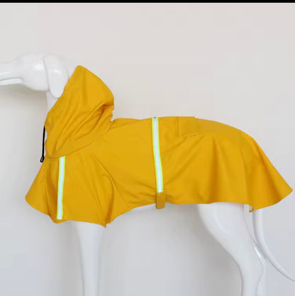 Regenmantel mit Kapuze für große Hunde und Welpen - Wasserdicht + Reflektierend + Winddicht.