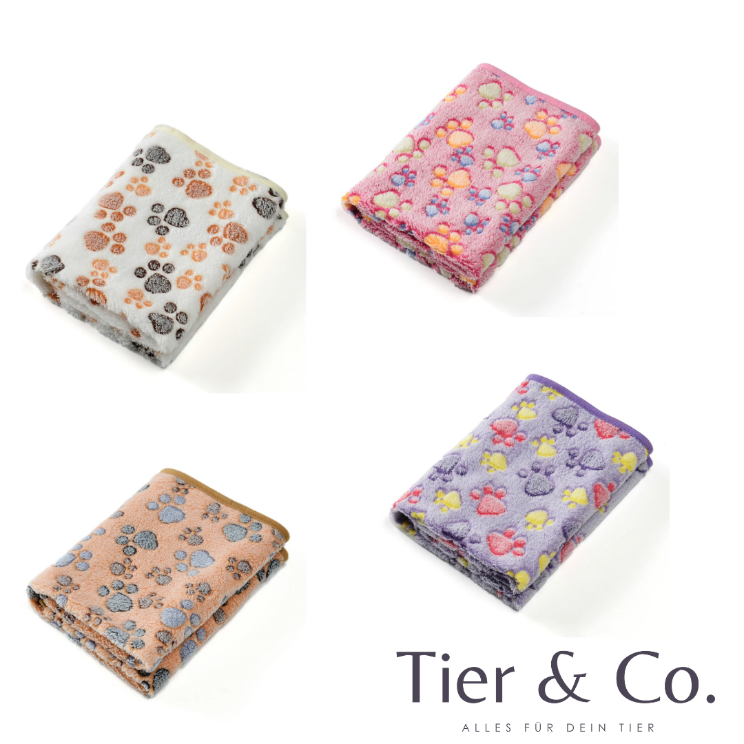 Warme Fleecedecke mit süßen 🐾 Pfotenabdrücken 🐾 waschbar & schnelltrocknend