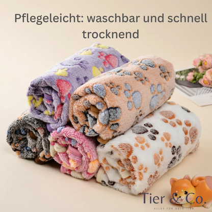 Warme Fleecedecke mit süßen 🐾 Pfotenabdrücken 🐾 waschbar & schnelltrocknend
