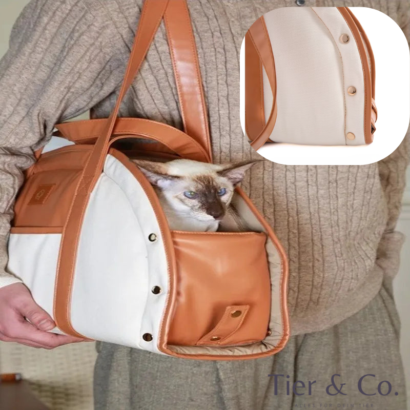 Hochwertige Haustiertasche aus Leder mit verdicktem Kaninchenfellfutter