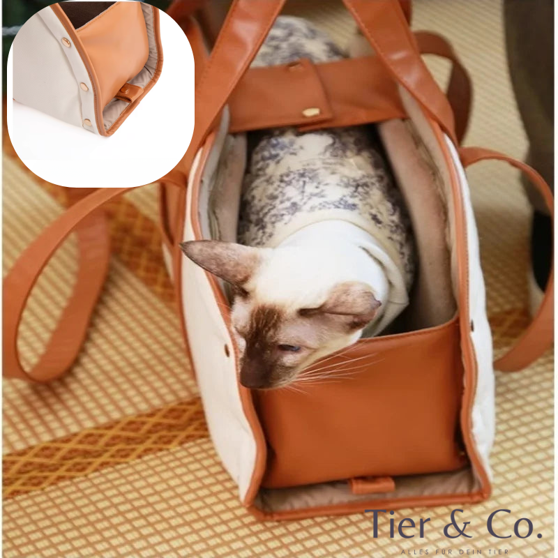 Hochwertige Haustiertasche aus Leder mit verdicktem Kaninchenfellfutter